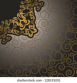 Seamless background with swirls and vintage pattern in retro style