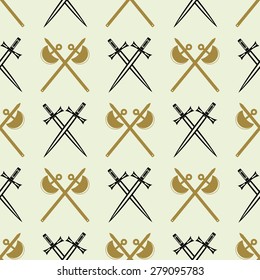 seamless background with swords and axes