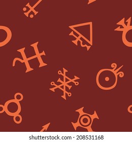 seamless background with symbols of the alchemical processes