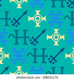 seamless background with symbols of the alchemical processes
