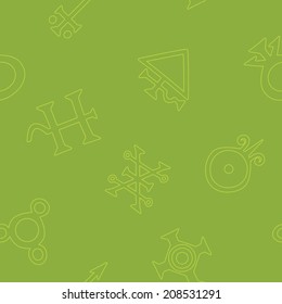 seamless background with symbols of the alchemical processes