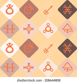 seamless background with symbols of the alchemical processes