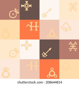 seamless background with symbols of the alchemical processes