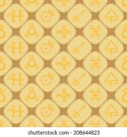 seamless background with symbols of the alchemical processes