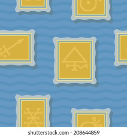 seamless background with symbols of the alchemical processes