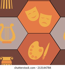 seamless background with symbols of art