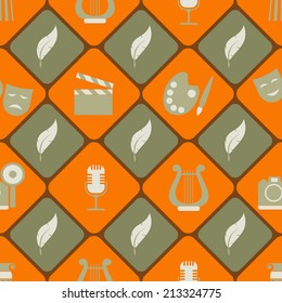 seamless background with symbols of art