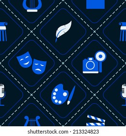 seamless background with symbols of art