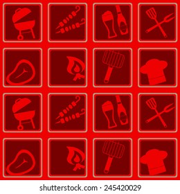 seamless background with symbols of barbecue for your design