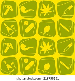 seamless background with symbols of drug addiction