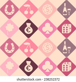 Seamless background with symbols of gambling