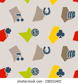 Seamless background with symbols of gambling