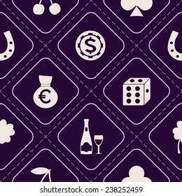 Seamless background with symbols of gambling