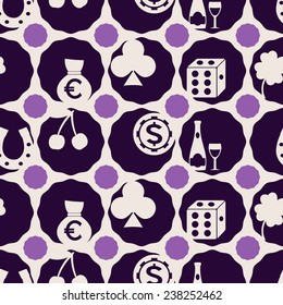 Seamless background with symbols of gambling