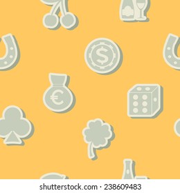 Seamless background with symbols of gambling