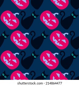 seamless background with symbols of Halloween