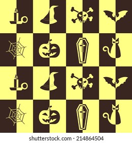 seamless background with symbols of Halloween