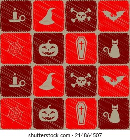 seamless background with symbols of Halloween