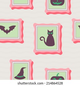 seamless background with symbols of Halloween