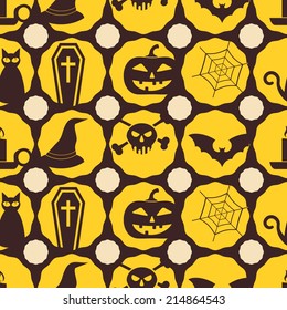 seamless background with symbols of Halloween
