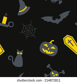 seamless background with symbols of Halloween
