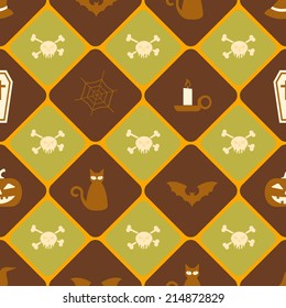 seamless background with symbols of Halloween