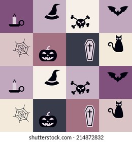 seamless background with symbols of Halloween