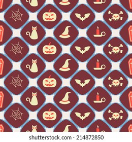 seamless background with symbols of Halloween