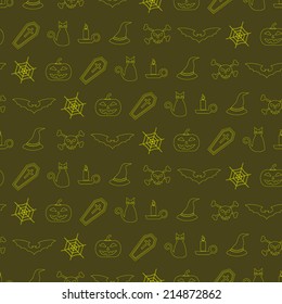 seamless background with symbols of Halloween