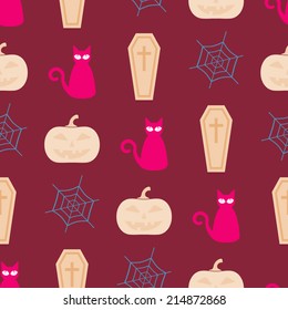 seamless background with symbols of Halloween