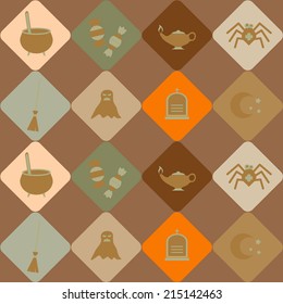 seamless background with symbols of Halloween