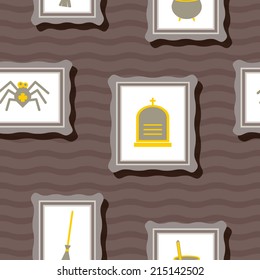 seamless background with symbols of Halloween