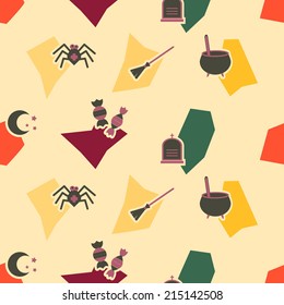 seamless background with symbols of Halloween