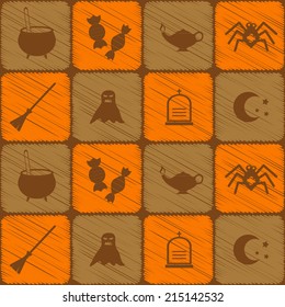 seamless background with symbols of Halloween
