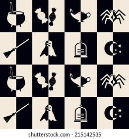 seamless background with symbols of Halloween