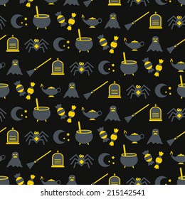 seamless background with symbols of Halloween