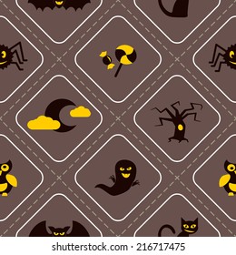 seamless background with symbols of Halloween