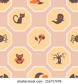 seamless background with symbols of Halloween