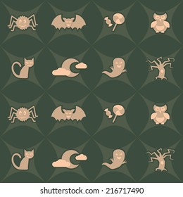 seamless background with symbols of Halloween