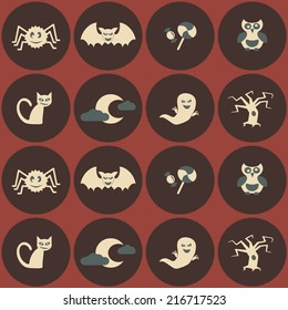 seamless background with symbols of Halloween