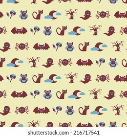 seamless background with symbols of Halloween