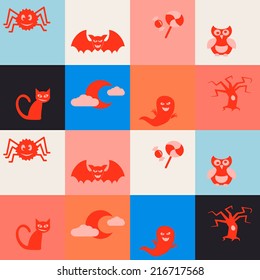 seamless background with symbols of Halloween