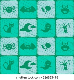 seamless background with symbols of Halloween