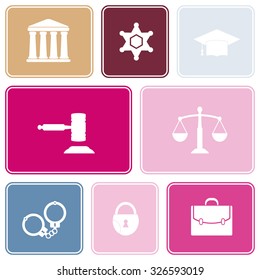Seamless background with symbols of law and courts for your design