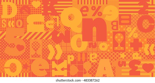 Seamless background with symbols. Menu pattern. Vector. Decorative elements for your packing design.