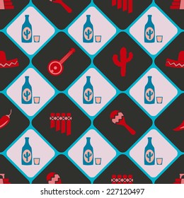 seamless background with symbols of Mexico