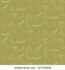 seamless background with symbols of Mexico