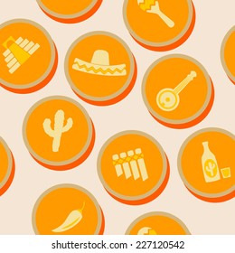 seamless background with symbols of Mexico