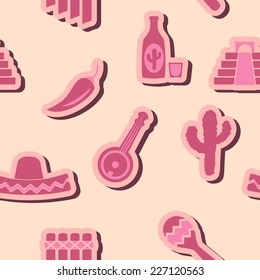 seamless background with symbols of Mexico