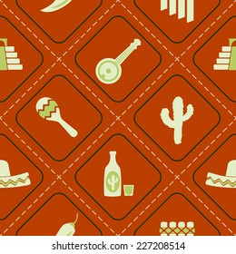 seamless background with symbols of Mexico